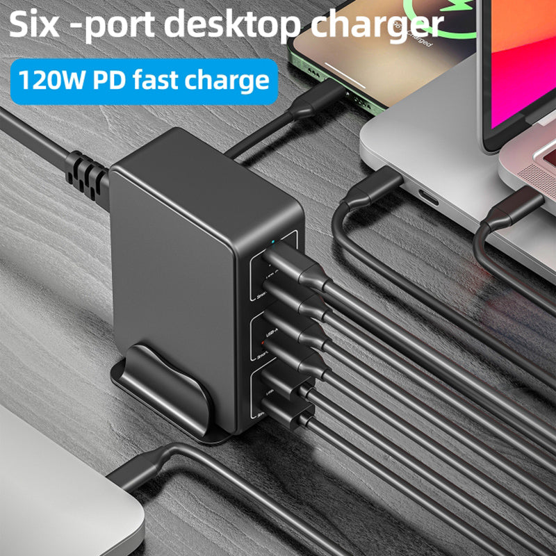 818H 120W PD Fast Charging Portable Power Adapter 3 USB-C 3 USB-A Travel Wall Charger 818H 120W PD Fast Charging Portable Power Adapter 3 USB-C 3 USB-A Travel Wall Charger